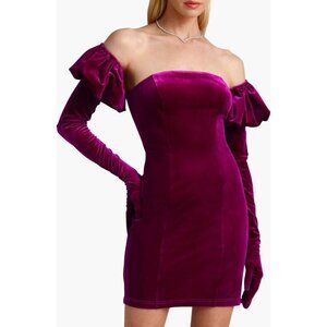 NEW Avec Les Filles Strapless Juliet Sleeve Velvet Body-Con Dress size XS